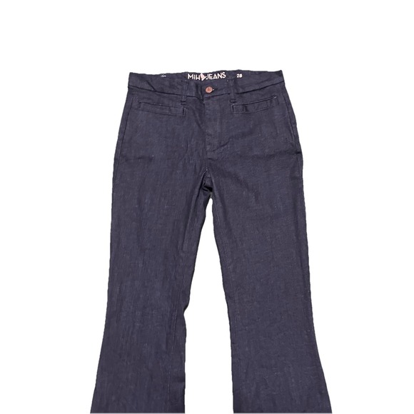 ANTHROPOLOGIE MiH Marrakesh Mid Rise Dark Blue Wash Kick Flare Jeans 28  Boho - Picture 4 of 13